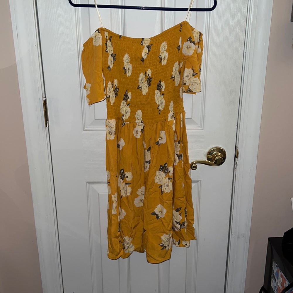 flower dress off shoulder with short sleeve